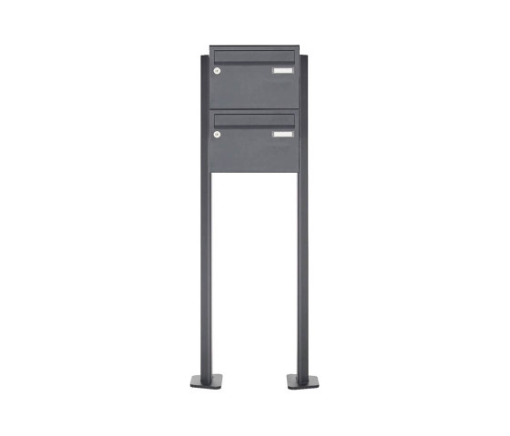 Basic | 2er Edelstahl Briefkastenanlage freistehend Design BASIC Plus 385XP ST-T - RAL nach Wahl | Briefkästen | Briefkasten Manufaktur