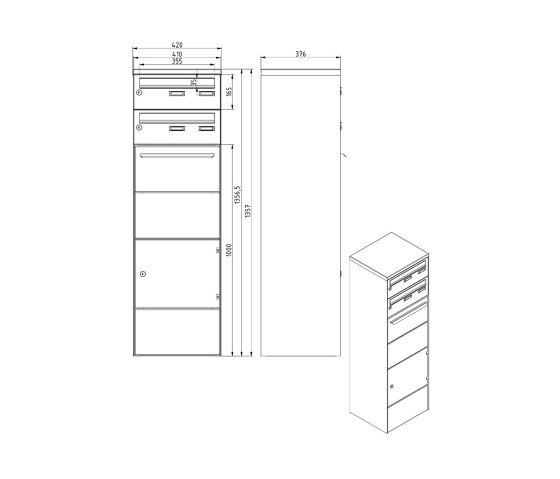 Basic | 2er Paketbriefkasten freistehend BASIC 862BR STEL pulverbeschichtet mit Schleusensystem | Briefkästen | Briefkasten Manufaktur