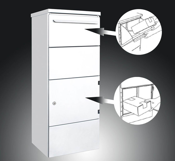 Basic | 2er Paketbriefkasten freistehend BASIC 862BR STEL pulverbeschichtet mit Schleusensystem | Briefkästen | Briefkasten Manufaktur