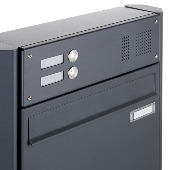 Basic | 2er Standbriefkasten Design BASIC 380 W ST-T mit Klingelkasten - RAL 7016 anthrazitgrau 100mm Tiefe | Mailboxes | Briefkasten Manufaktur