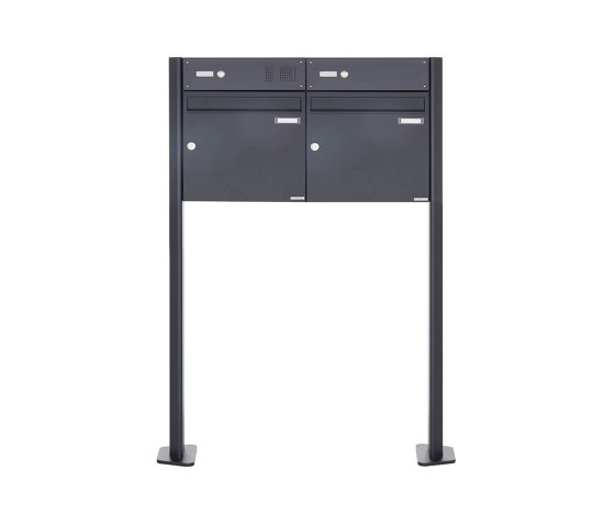 Basic | 2er Standbriefkasten Design BASIC 380 W ST-T mit Klingelkasten - RAL 7016 anthrazitgrau 100mm Tiefe | Mailboxes | Briefkasten Manufaktur