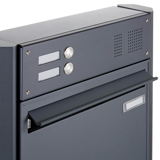 Basic | 2er Zaunbriefkasten freistehend BASIC 380Z-P mit Klingelkasten- RAL 7016 anthrazitgrau | Mailboxes | Briefkasten Manufaktur