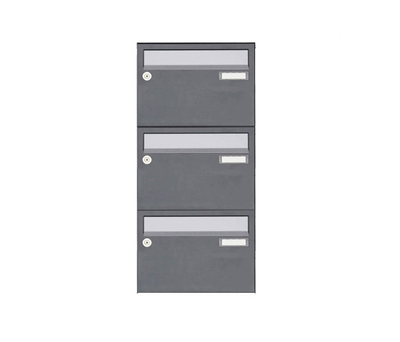 Basic | 3er Aufputz Briefkastenanlage Design BASIC Plus 385 XA 220 - Edelstahl - RAL nach Wahl | Buzones | Briefkasten Manufaktur