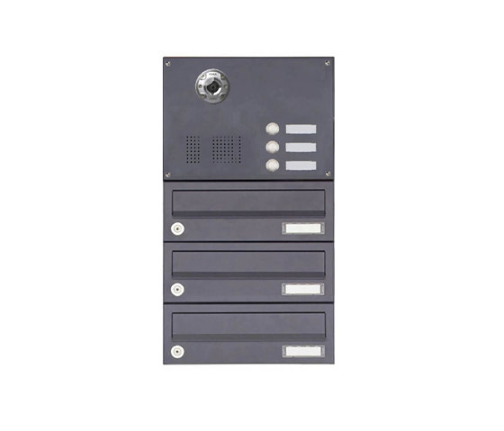 Basic | 3er Aufputzbriefkasten BASIC Plus 385 KXA SP mit Klingelkasten - Kameravorbereitung | Mailboxes | Briefkasten Manufaktur