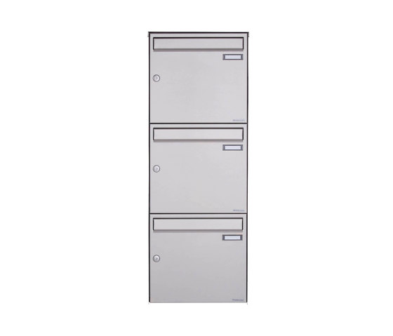 Basic | 3er Edelstahl Aufputz Briefkasten Design BASIC Plus 382XA AP - Edelstahl V2A geschliffen 100mm Tiefe | Mailboxes | Briefkasten Manufaktur