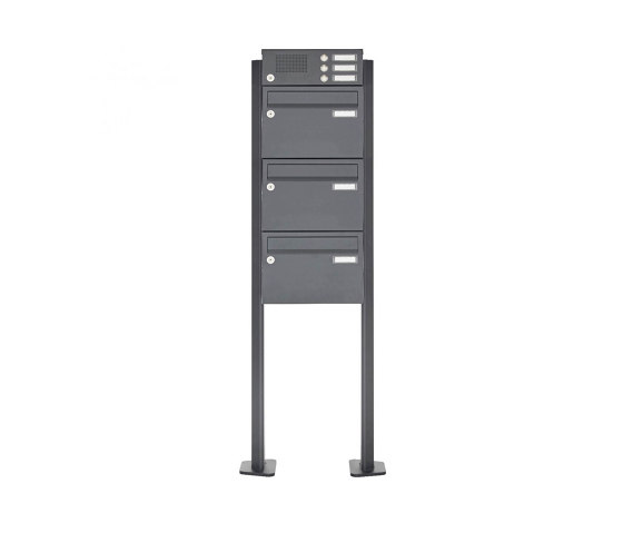 Basic | 3er Standbriefkasten Design BASIC Plus 385 XP 220 SP mit Klingelkasten - RAL nach Wahl | Mailboxes | Briefkasten Manufaktur