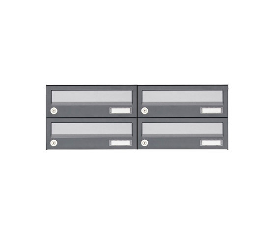 Basic | 4er 2x2 Aufputz Briefkastenanlage Design BASIC 385A AP - Edelstahl-RAL 7016 anthrazit | Mailboxes | Briefkasten Manufaktur