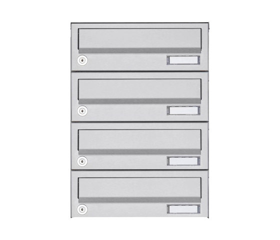 Basic | 4er Aufputz Briefkastenanlage Design BASIC 385A AP - Edelstahl V2A, geschliffen | Briefkästen | Briefkasten Manufaktur