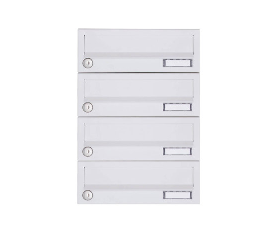 Basic | 4er Aufputz Briefkastenanlage Design BASIC 385A-9016 AP - RAL 9016 verkehrsweiß | Buzones | Briefkasten Manufaktur