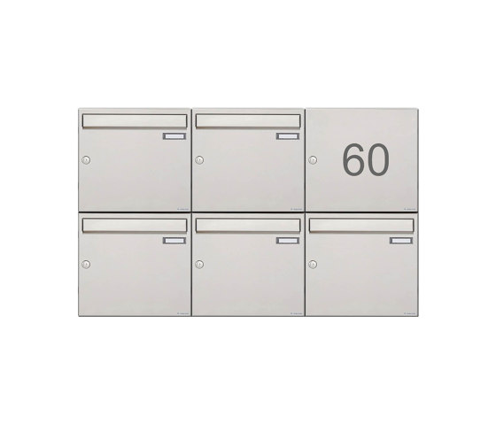 Basic | 5er 2x3 Edelstahl Aufputz Briefkastenanlage Design BASIC 382A-AP 100mm Tiefe | Briefkästen | Briefkasten Manufaktur