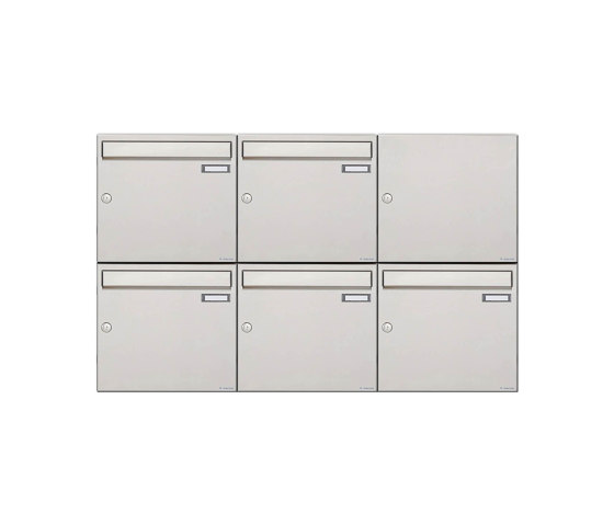 Basic | 5er 2x3 Edelstahl Aufputz Briefkastenanlage Design BASIC 382A-AP 100mm Tiefe | Boîtes aux lettres | Briefkasten Manufaktur
