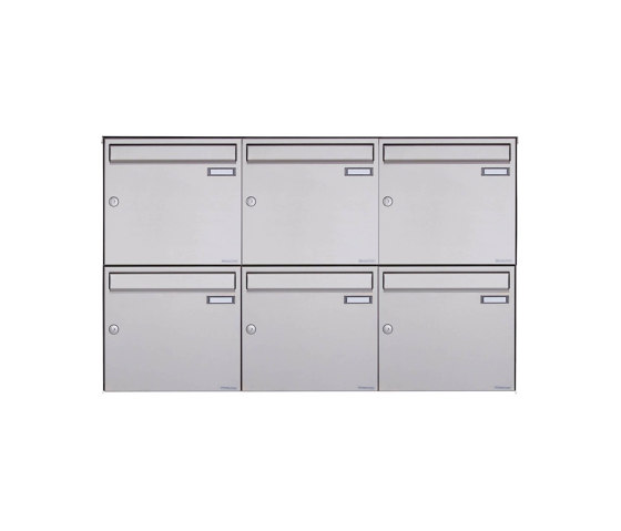 Basic | 6er 2x3 Edelstahl Aufputz Briefkasten Design BASIC Plus 382XA AP - Edelstahl V2A geschliffen 100mm Tiefe | Mailboxes | Briefkasten Manufaktur
