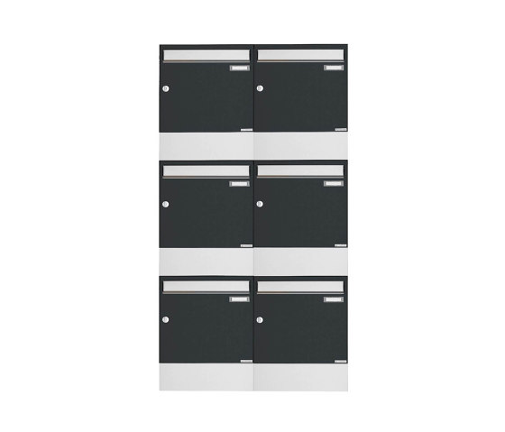 Basic | 6er 3x2 Aufputz Briefkasten BASIC 382A AP mit Zeitungsfach - Edelstahl-RAL 7016 anthrazitgrau | Buzones | Briefkasten Manufaktur