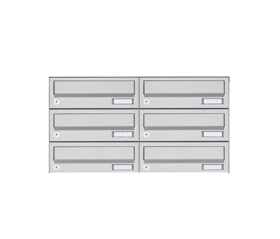 Basic | 6er 3x2 Aufputz Briefkastenanlage Design BASIC 385A AP - Edelstahl V2A, geschliffen | Mailboxes | Briefkasten Manufaktur