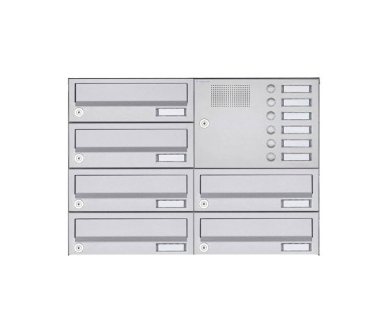 Basic | 6er 4x2 Aufputz Briefkastenanlage Design BASIC 385A AP mit Klingelkasten - Edelstahl V2A Rechts | Boîtes aux lettres | Briefkasten Manufaktur