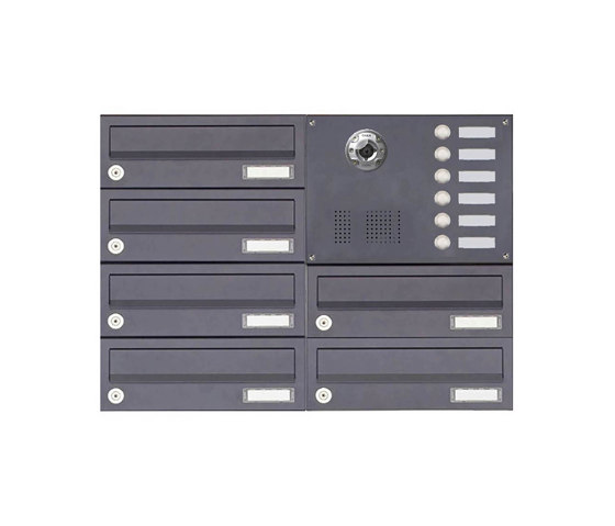Basic | 6er Aufputzbriefkasten BASIC Plus 385 KXA SP mit Klingelkasten - Kameravorbereitung Rechts | Mailboxes | Briefkasten Manufaktur
