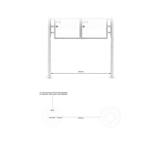 Basic | 6er Edelstahl Standbriefkasten Design BASIC Plus 381X ST R - Edelstahl V2A geschliffen 100mm Tiefe | Briefkästen | Briefkasten Manufaktur