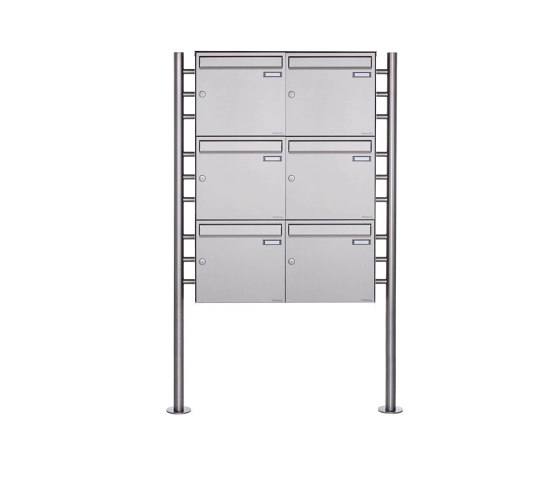 Basic | 6er Edelstahl Standbriefkasten Design BASIC Plus 381X ST R - Edelstahl V2A geschliffen 100mm Tiefe | Buzones | Briefkasten Manufaktur