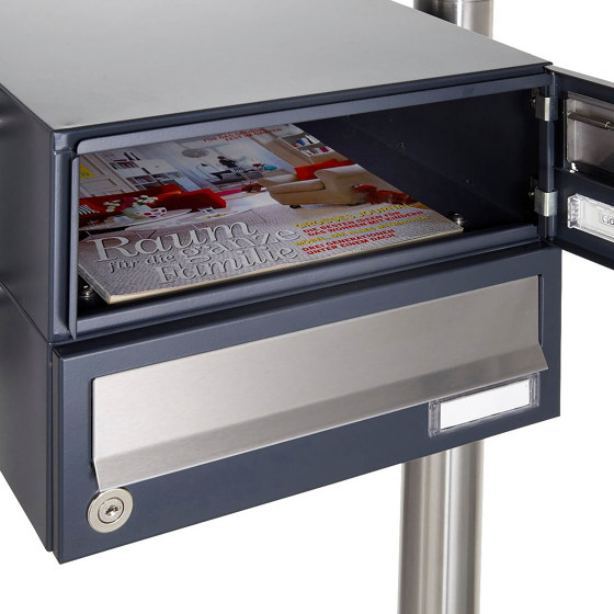 Basic | 7er Aufputz Briefkastenanlage Design BASIC 385A AP - Edelstahl-RAL 7016 anthrazit | Mailboxes | Briefkasten Manufaktur