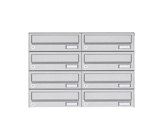 Basic | 8er 4x2 Aufputz Briefkastenanlage Design BASIC 385A AP - Edelstahl V2A, geschliffen | Mailboxes | Briefkasten Manufaktur