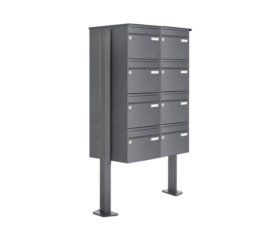 Basic | 8er 4x2 Edelstahl Standbriefkasten Design BASIC Plus 385XP ST-T - RAL nach Wahl | Mailboxes | Briefkasten Manufaktur