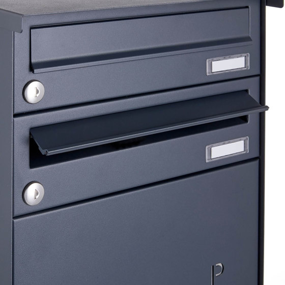 Basic | 8er Briefkastenanlage freistehend BASIC 863 ST-Q mit 4x Paketfach -8x Briefkasten in RAL 7016 | Boîtes aux lettres | Briefkasten Manufaktur