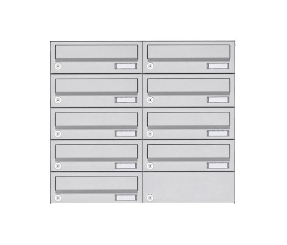 Basic | 9er 5x2 Aufputz Briefkastenanlage Design BASIC 385A AP - Edelstahl V2A, geschliffen | Mailboxes | Briefkasten Manufaktur