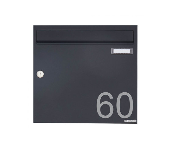 Basic | Aufputz Briefkasten Design BASIC 382A AP mit Klingelkasten - RAL 7016 anthrazitgrau Oben 100mm Tiefe | Buchette lettere | Briefkasten Manufaktur