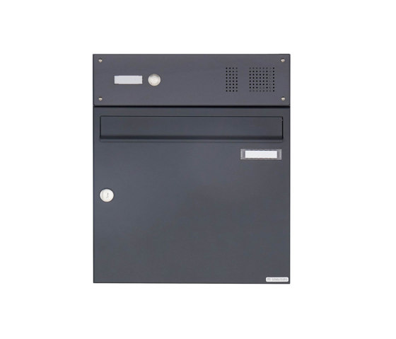 Basic | Aufputz Briefkasten Design BASIC 382A AP mit Klingelkasten - RAL 7016 anthrazitgrau Oben 100mm Tiefe | Mailboxes | Briefkasten Manufaktur