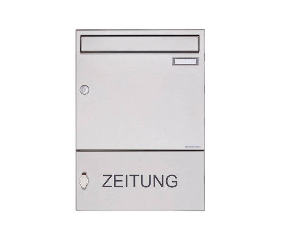 Basic | Edelstahl Aufputz Briefkasten Design BASIC 382A AP mit Zeitungsfach geschlossen 100mm Tiefe | Buzones | Briefkasten Manufaktur