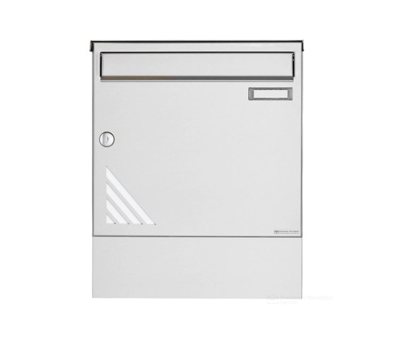 Basic | Edelstahl Briefkasten BASIC 630 Vertigo Design mit Zeitungsfach & Regendach | Mailboxes | Briefkasten Manufaktur