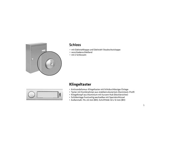 Basic | Edelstahl Mauerdurchwurf Briefkastenanlage BASIC 623 - Klingel- Sprechstelle - 3 Parteien | Boîtes aux lettres | Briefkasten Manufaktur