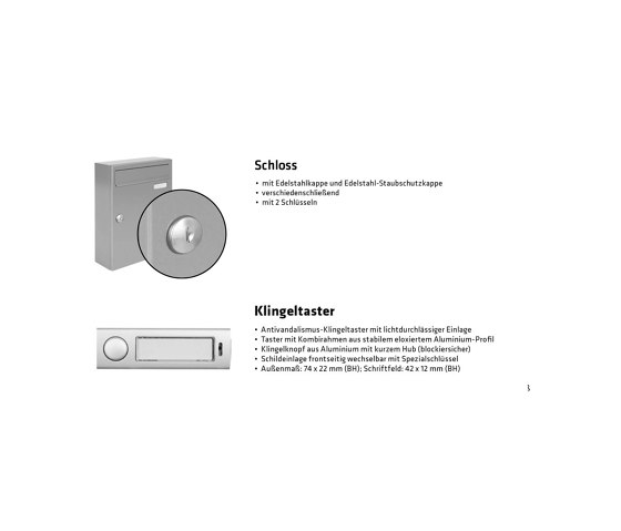 Basic | Edelstahl Mauerdurchwurf Briefkastenanlage BASIC 623 - Klingel- Sprechstelle - 5 Parteien | Mailboxes | Briefkasten Manufaktur
