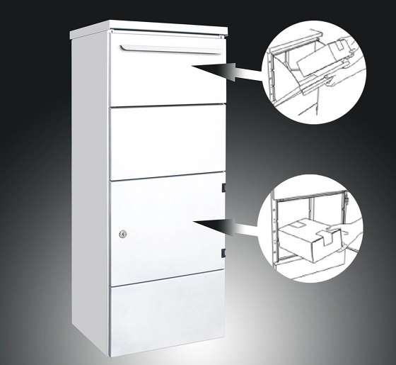 Basic | Paketbriefkasten freistehend BASIC 862BR STEL pulverbeschichtet mit Schleusensystem & Klingelkasten | Boîtes aux lettres | Briefkasten Manufaktur