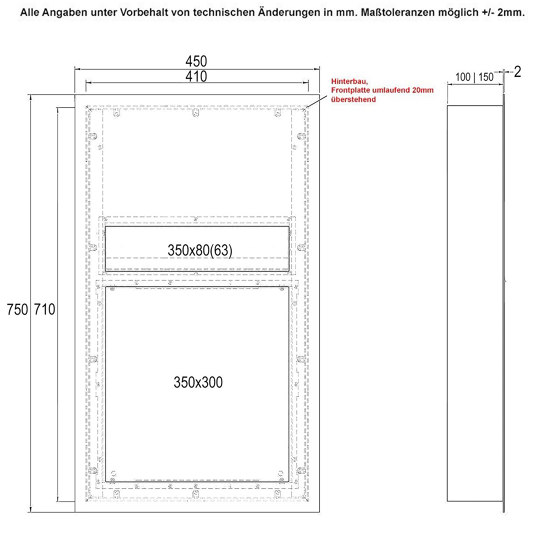 Designer | Edelstahl Briefkasten Designer Modell BIG - Clean Edition - RAL nach Wahl - INDIVIDUELL Einputz- bzw. Unterputzvariante 100mm | Buzones | Briefkasten Manufaktur