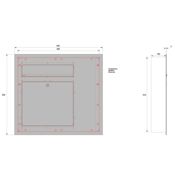 Designer | Edelstahl Briefkasten Designer Modell BIG - Clean Edition - Seitlich - INDIVIDUELL Einputz- bzw. Unterputzvariante 100mm Rechts | Mailboxes | Briefkasten Manufaktur