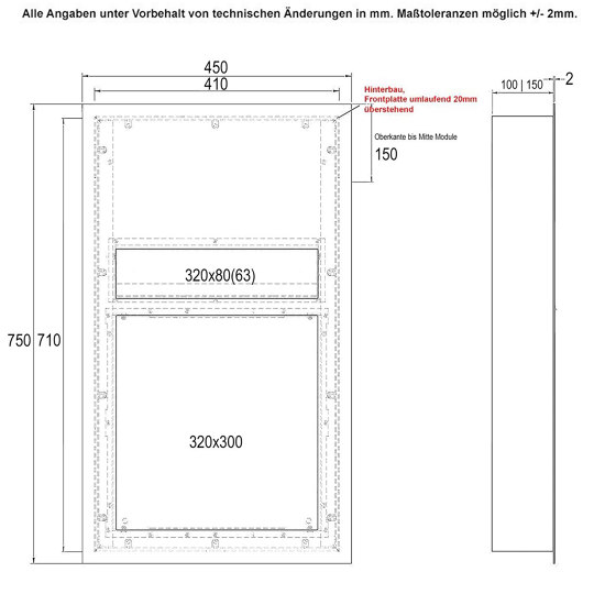 Designer | Edelstahl Briefkasten Designer Modell BIG - GIRA System 106 - 3-fach vorbereitet Einputz- bzw. Unterputzvariante 100mm | Buzones | Briefkasten Manufaktur