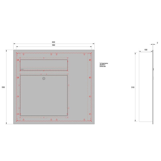 Designer | Edelstahl Briefkasten Designer Modell BIG - GIRA System 106 seitlich - 3-fach vorbereitet -RAL Farbe Einputz- bzw. Unterputzvariante 100mm Rechts | Buzones | Briefkasten Manufaktur