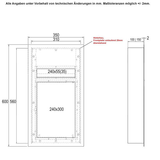 Designer | Edelstahl Briefkasten Designer Modell SMALL - Clean Edition - INDIVIDUELL Einputz- bzw. Unterputzvariante 100mm | Boîtes aux lettres | Briefkasten Manufaktur