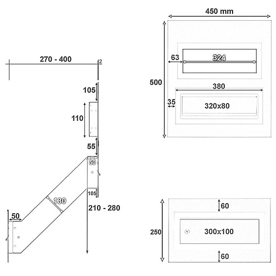 Designer | Edelstahl Mauerdurchwurf Briefkasten Designer Modell - GIRA System 106 - 3-fach vorbereitet | Buzones | Briefkasten Manufaktur