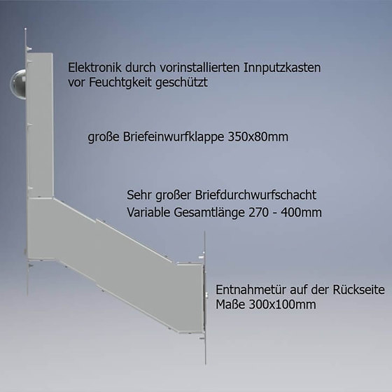Designer | Edelstahl Mauerdurchwurfbriefkasten Designer BIG mit DoorBird Video- Sprechanlage - RAL Farbe | Mailboxes | Briefkasten Manufaktur