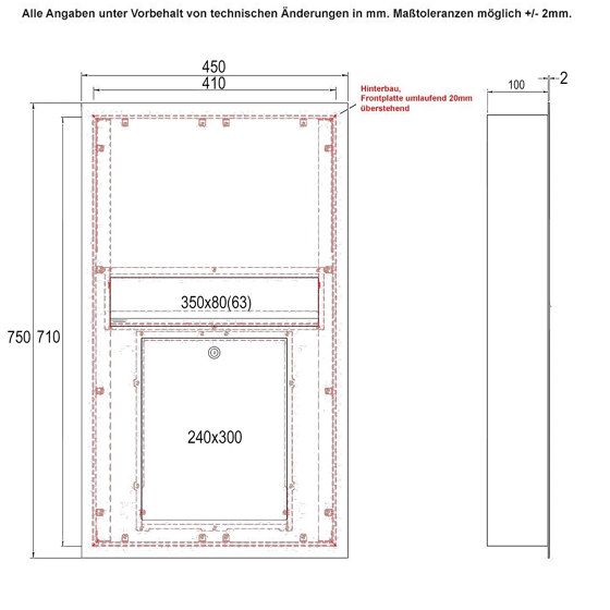 Designer | Edelstahl Zaunbriefkasten Designer Modell BIG - Clean Edition - RAL nach Wahl - INDIVIDUELL | Boîtes aux lettres | Briefkasten Manufaktur