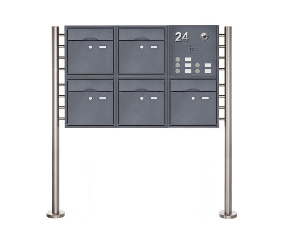 Premium | 5er 2x3 Standbriefkasten PREMIUM BIG mit Klingeltableau aus Edelstahl pulverbeschichtet in RAL Rechts | Mailboxes | Briefkasten Manufaktur