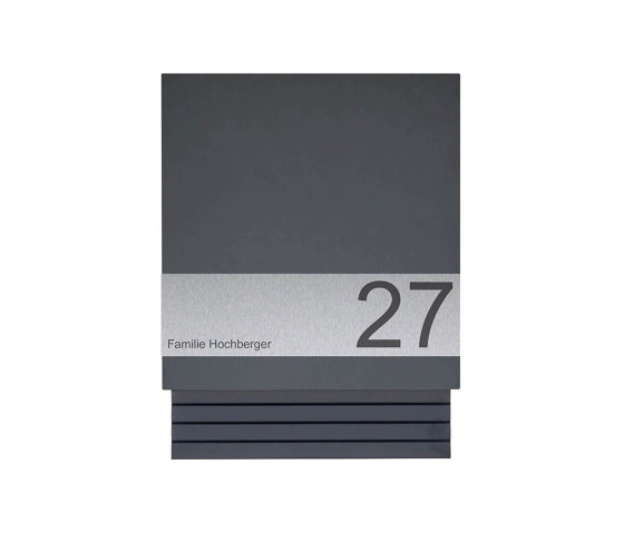Schiller | Design Briefkasten mit Zeitungsfach SCHILLER SMALL VARS - RAL Farbe mit Edelstahlapplikation | Briefkästen | Briefkasten Manufaktur
