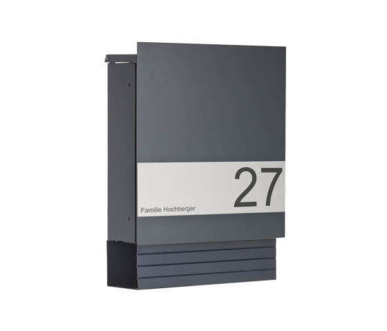 Schiller | Design Briefkasten mit Zeitungsfach SCHILLER SMALL VARS - RAL Farbe mit Edelstahlapplikation | Briefkästen | Briefkasten Manufaktur