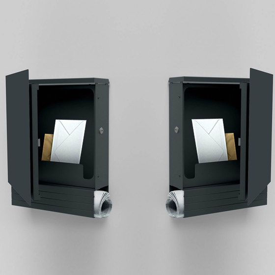 Schiller | Design Briefkasten mit Zeitungsfach SCHILLER SMALL VARS - RAL Farbe mit Edelstahlapplikation | Mailboxes | Briefkasten Manufaktur