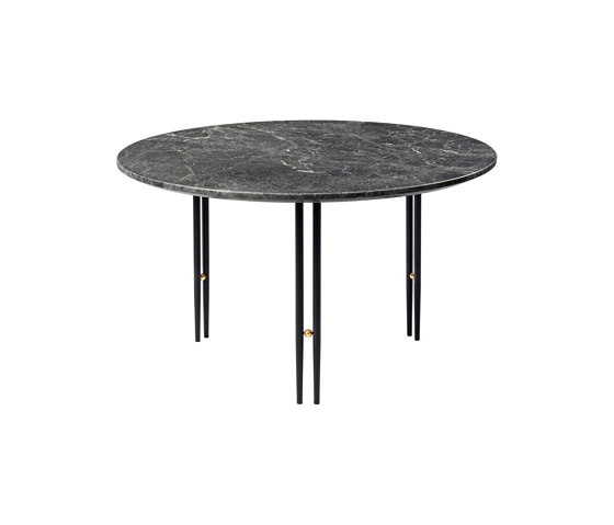 IOI Coffee Table Ø70 | Black Semi Matt/Grey Emperador Marble | Coffee tables | GUBI