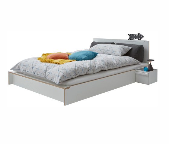 Flai bed CPL white with headboard | Letti | Müller small living