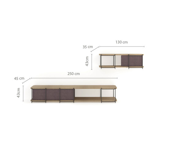 Julia Oak wood TV set furniture with hanging shelf | Regale | Momocca