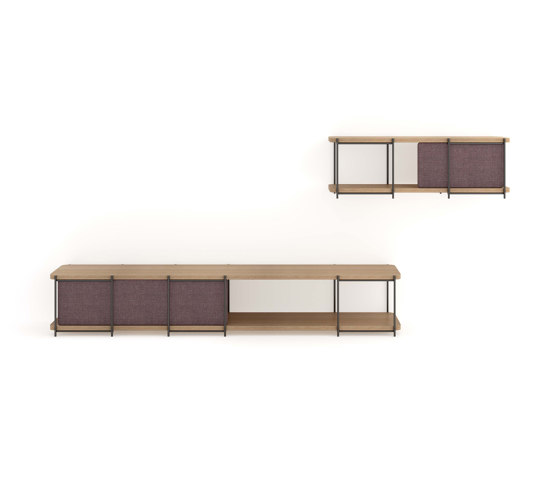 Julia Oak wood TV set furniture with hanging shelf | Shelving | Momocca